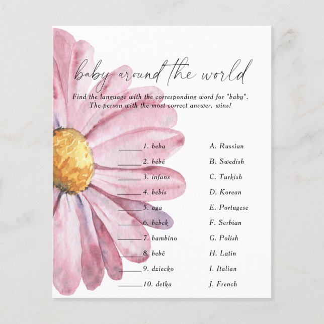Daisy baby shower - Baby around the world game (Vorderseite)