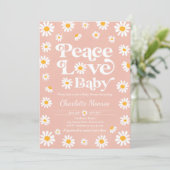 Daisy Baby Shower Bohemisch Peace Liebe Babydusche Einladung (Stehend Vorderseite)