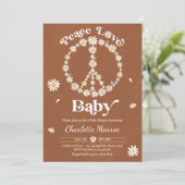 Daisy Baby Shower Bohemisch Peace Liebe Babydusche Einladung (Stehend Vorderseite)