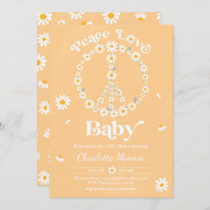 Daisy Baby Shower Bohemisch Peace Liebe Babydusche Einladung