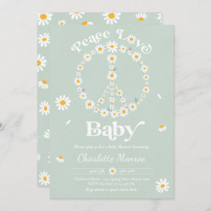 Daisy Baby Shower Bohemisch Peace Liebe Babydusche Einladung