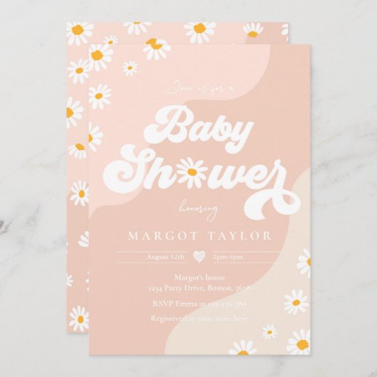 Daisy Baby Shower Boho Hippy Vibes Baby Shower Einladung (Vorne/Hinten)