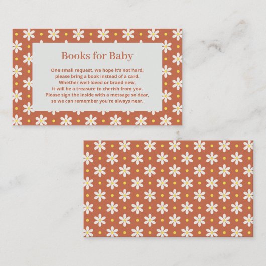 Daisy Baby Shower Book Request Begleitkarte (Vorne/Hinten)