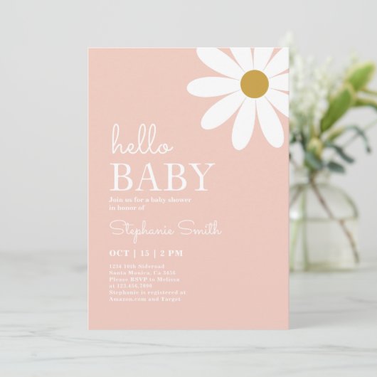 Daisy Baby Shower Girl Einladung (Stehend Vorderseite)
