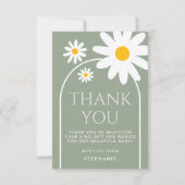 Daisy Baby Shower Sage Green Dankeskarte (Vorderseite)