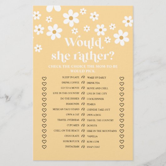 Daisy Baby Shower würde sie eher Game Flyer (Vorne)