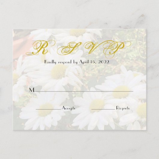 Daisy Background Fflügling Yellow Script Wedding Postkarte (Vorderseite)