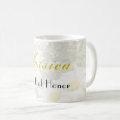 Daisy Background Gelb und Grau Bridesmaid Kaffeetasse (VorderseiteRechts)