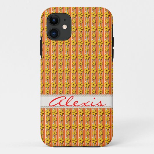 Daisy Background mit Namen Case-Mate iPhone Hülle (Rückseite)