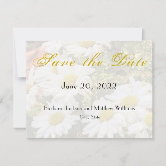 Daisy Background Yellow Script Save the Date (Vorderseite)