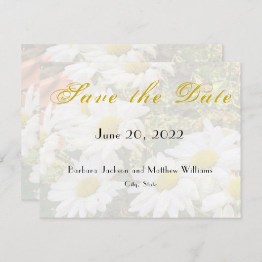 Daisy Background Yellow Script Save the Date (Vorne/Hinten)