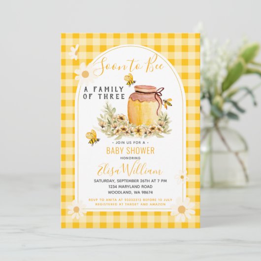 Daisy bald zu einer Familie mit 3 Baby-Dusche Einladung (Stehend Vorderseite)