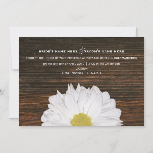 Daisy & Barnwood Rustic Wedding Einladung (Vorderseite)