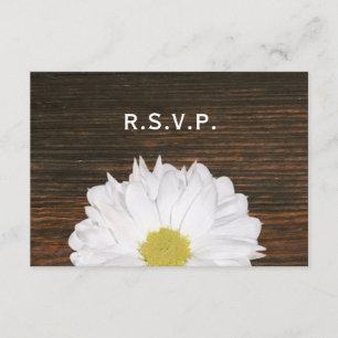 Daisy & Barnwood Rustic Wedding RSVP Karte