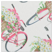 Daisy Basket Retro Rosa Fahrradmuster Stoff (Nahaufnahme)