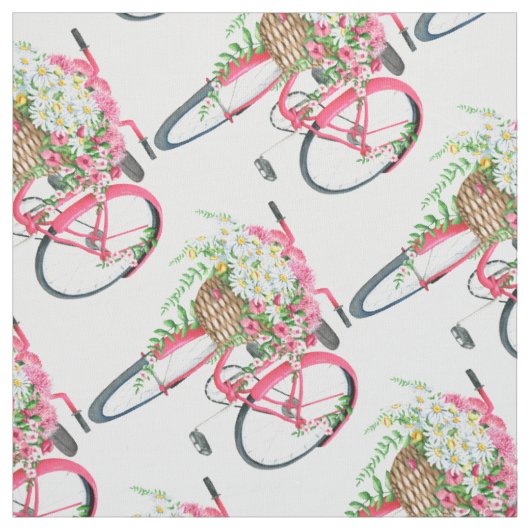 Daisy Basket Retro Rosa Fahrradmuster Stoff (Muster)