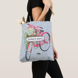 Daisy Basket Retro Rosa Fahrradmuster Tasche