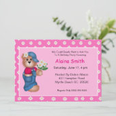 Daisy Bear Birthday Einladung (Stehend Vorderseite)