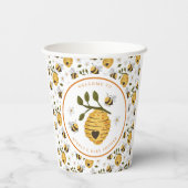 Daisy Beehive Bumblebee Bee Baby Shower Pappbecher (Rückseite)