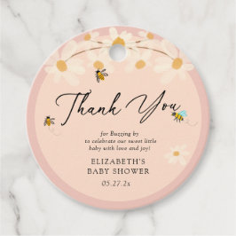 Daisy Bees Pink Floral Baby Dusche Vielen Dank Geschenkanhänger