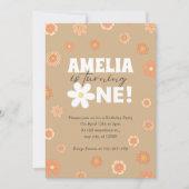 Daisy Beige Einladung zum ersten Geburtstag (Vorderseite)