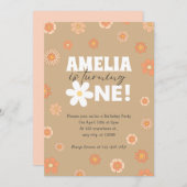 Daisy Beige Einladung zum ersten Geburtstag (Vorne/Hinten)