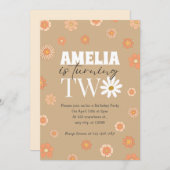Daisy Beige Einladung zum zweiten Geburtstag (Vorne/Hinten)
