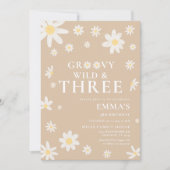 Daisy Beige Kindergeburtstag Einladung (Vorderseite)