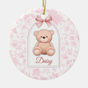 Daisy Benutzerdefiniertes rosa Teddy-Bär-Kinderz Keramik Ornament