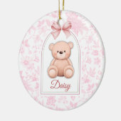 Daisy | Benutzerdefiniertes rosa Teddy-Bär-Kinderz Keramik Ornament (Links)