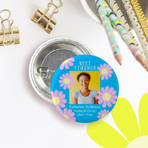 Daisy Best Teacher Foto Bright Blue Button