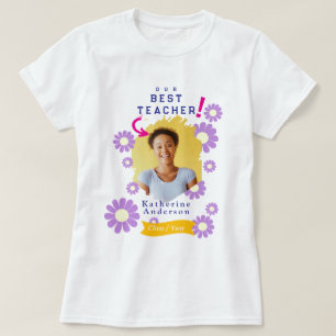 Daisy Best Teacher Foto Weiß T-Shirt