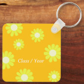 Daisy Best Teacher Foto Yellow Orange Schlüsselanhänger (Rückseite)