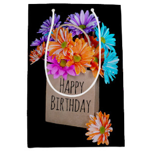 Daisy Birthday Bouquet in Papiertüte Mittlere Geschenktüte