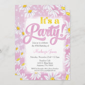 Daisy Birthday Einladung Pink Gelbe Blüte (Vorne/Hinten)