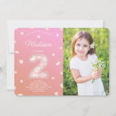 Daisy Birthday Foto Einladung (Vorderseite)