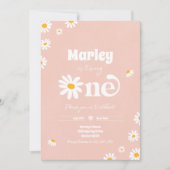 Daisy Birthday Party Bohemisch Floral 1. Geburtsta Einladung (Vorderseite)