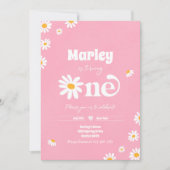 Daisy Birthday Party Bohemisch Floral 1. Geburtsta Einladung (Vorderseite)