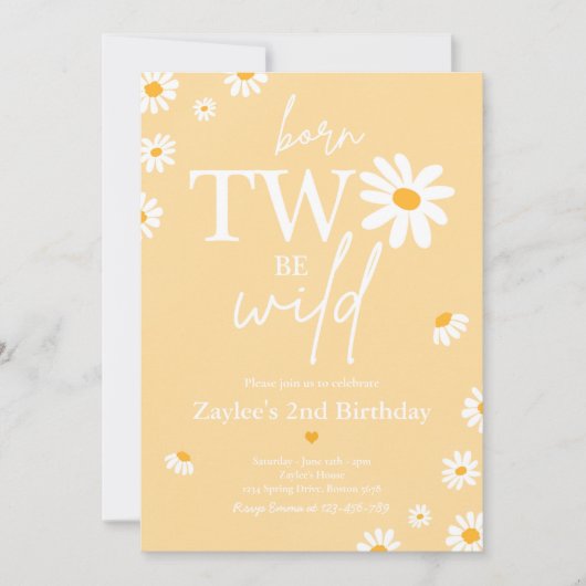 Daisy Birthday Party Bohmian Two Wild 2. Geburtsta Einladung (Vorderseite)