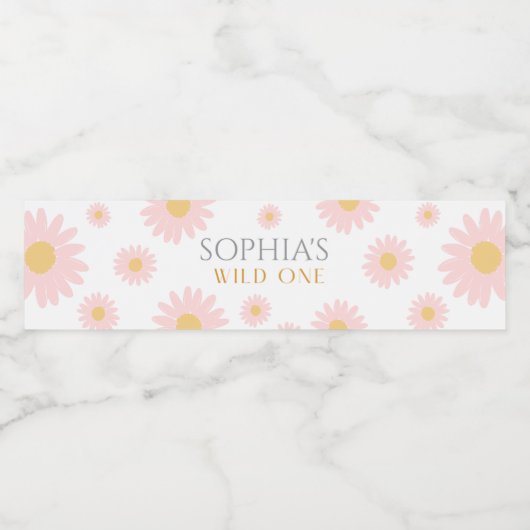 Daisy Birthday Party Bohmian Wild One 1st Birthday Wasserflaschenetikett (Einzelnes Label)