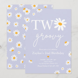 Daisy Birthday Party Boho Two Groovy 2. Geburtstag Einladung