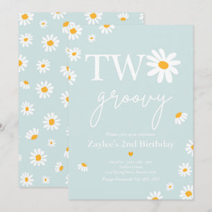 Daisy Birthday Party Boho Two Groovy 2. Geburtstag Einladung