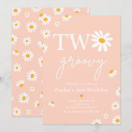 Daisy Birthday Party Boho Two Groovy 2. Geburtstag Einladung