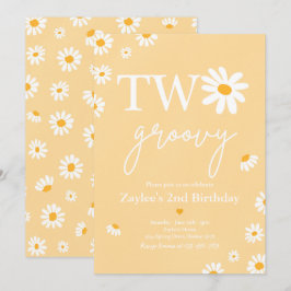 Daisy Birthday Party Boho Two Groovy 2. Geburtstag Einladung