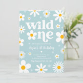 Daisy Birthday Party Boho Wild 1. Geburtstag Einladung (Stehend Vorderseite)