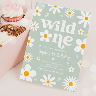 Daisy Birthday Party Boho Wild 1. Geburtstag Einladung
