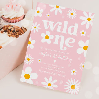 Daisy Birthday Party Boho Wild 1. Geburtstag Einladung