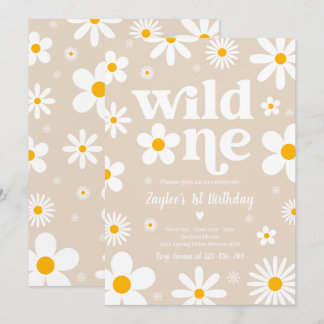 Daisy Birthday Party Boho Wild 1. Geburtstag Einladung