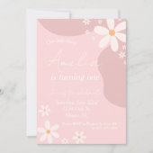 Daisy Birthday Party Retro Pink Bohemisch Geburtst Einladung (Vorderseite)