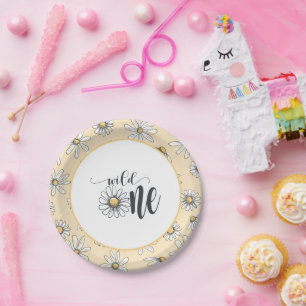 Daisy Birthday Plate - Wild One - Gelb Pappteller